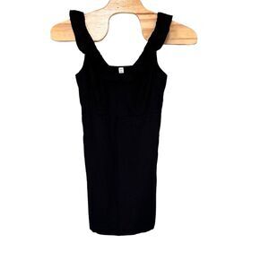 Old Navy Size M in Black Jack Sundress Ruffle Straps‎ V-neck Smocked Linen Blend